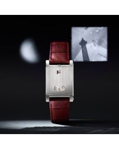 WGTA0236 Cartier Prive Tank à Guichets | Platinum, Manual-Winding, Digital Display, Burgundy Alligator Strap