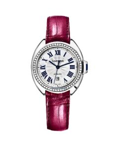 WJCL0015 Clé de Cartier l 31 mm, Automatic, 18kt White Gold, Leather Strap