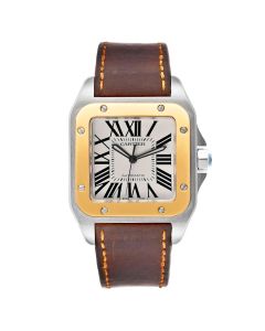W20072X7 Santos 100 l Automatic, 18k Yellow Gold, Brown Leather Strap