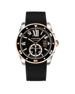 W7100055 Calibre de Cartier Diver l Automatic, 18k Rose Gold, Black Rubber Strap