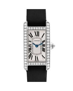 WB707331 Tank Américaine l Small model, quartz movement, white gold, diamonds, textile