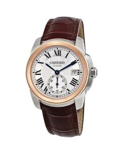 W2CA0002 Calibre De Cariter l Silver Dial, Rose Gold, Leather Strap