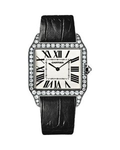 WH100651 Santos-Dumont l Hand Wind, 18kt White Gold, Leather Strap