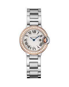 WE902079 Ballon Bleu de Cartier l 28 mm, quartz movement, rose gold, steel, diamonds