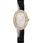 WJBA0043 Baignoire l Small model, quartz, yellow gold, diamonds, leather