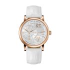 LITTLE LANGE 1 MOONPHASE With Pink Gold Case And White, Alligator Leather Strap