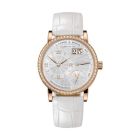 LITTLE LANGE 1 MOONPHASE With Pink Gold, Diamond Bezel Case And White, Alligator Leather Strap
