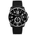 WSCA0006 Calibre de Cartier Diver l Automatic, Black ADLC Steel, Rubber Strap