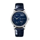 LITTLE LANGE 1 MOONPHASE With White Gold, Diamond Bezel CaseAnd Dark Blue, Alligator Leather Strap