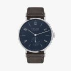 TANGENTE 38 MIDNIGHT BLUE Ref. 167 | Velour Leather Anthracite Strap | Crystal Glass Back
