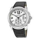W7100037 Calibre de Cartier l Automatic, Silver Dial, Black Leather Strap