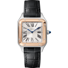 W2SA0038 Santos-Dumont Cartier l Small model, quartz movement, rose gold, steel, leather