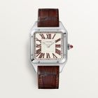 WGSA0082 Santos Dumont watch | Limited Edition l XL model, Brown alligator-skin strap, Platinum