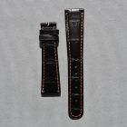 Strap AL Black (Reddish Brown Stitch) Leather Alligator (Matt) - Sq scales [PDD] 20x16 mm Regular