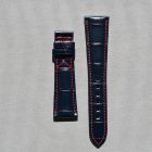 Strap PP Navy Blue (Red Stitch) Pin Leather Alligator (Matt) - Sq scales [PDD] 21x16 mm Regular