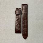 Strap CA Alligator Skin Semi-Matt, Dark brown, Calfskin, Without Stitching, Padded - Santos Calfskin Alligator Semi-Matt 17x16 mm Regular