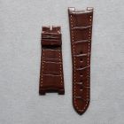 Strap PP Dark Brown (Light Brown Stitch) NAUTILUS Leather Alligator (Matt) - Sq scales [PDD] 25x18 mm Regular