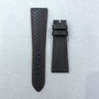 Strap PP Black (Red Stitch) Pin Calf leather (Matt) - Diamond Pattern [PDD] 21x16 mm Short