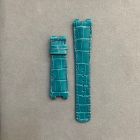 Strap BR Teal Blue (Purple Stitch) MARINE2 Leather Alligator (Shiny) - Sq scales [PDD] 22x18 mm Regular