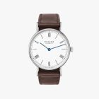 LUDWIG 33 DUO ENAMEL WHITE Ref. 242 | Horween Genuine Shell Cordovan Brown Strap | Stainless Steel Back