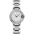W4BB0034 Ballon Bleu de Cartier watch l 28 mm, quartz movement, steel, diamonds