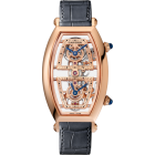 WHTN0005 Tonneau skeleton l Extra-large model, hand-wound mechanical movement, rose gold, leather