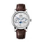 SAXONIA ANNUAL CALENDAR With White Gold Case And Dark Brown, Alligator Leather Strap