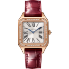 WJSA0026 Santos-Dumont Cartier l Small model, quartz movement, rose gold, diamonds, leather