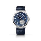 Marine Tourbillon 5577 l sunburst blue dial l Platinum l leather strap