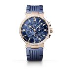 Marine chronographe 5529BR l Rose Gold l Rubber strap l Blue dial