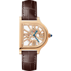 WHCC0002 Cloche de Cartier skeleton l Large model, hand-wound mechanical movement, 18K rose gold, leather