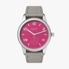 CLUB CAMPUS 38 DEEP PINK | Velour Leather Gray Strap | Stainless Steel Back