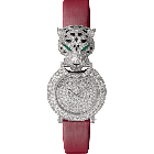 HPI01798 Panthère de Cartier l 23.6 mm, rhodiumized white gold, diamonds, leather