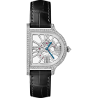 HPI01436 Cloche de Cartier skeleton l Large model, hand-wound mechanical movement, platinum, diamonds, leather