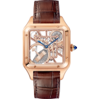 WHSA0030 Santos Dumont Skeleton Watch with micro-rotor l Large model, automatic mechanical skeleton movement, rose gold, leather