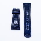 Strap AL Blue (Grey Stitch) Leather Alligator (Shiny) - Sq scales [PDD] 20x16 mm Short