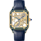 WHSA0031 Santos Dumont Skeleton Watch with micro-rotor l Large model, automatic mechanical skeleton movement, yellow gold, leather