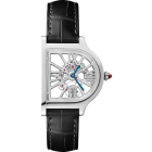 WHCC0003 Cloche de Cartier skeleton l Large model, hand-wound mechanical movement, platinum (950/1000), leather