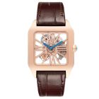 W2020057 Santos-Dumont skeleton l XL model, hand-wound movement, rose gold, leather