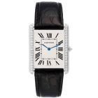 WT200006 Tank Louis Cartier l XL model, hand-wound movement, white gold, diamonds, leather