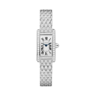 Tank Américaine | Mini model, quartz movement, white gold, diamonds