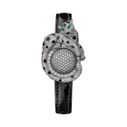 Panthère Jewelry | Small model, quartz movement, white gold, diamonds, leather