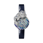 Panthère Jewelry | 28.4 mm, rhodiumized white gold, diamonds, leather