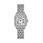 HPI01643 Panthère de Cartier watch | Small model, quartz movement, white gold, diamonds