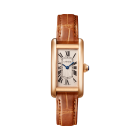 Tank Américaine | Small model, quartz movement, rose gold, leather