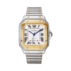 W2SA0007 Santos de Cartier | Medium model, automatic movement, yellow gold, steel, interchangeable metal and leather bracelets