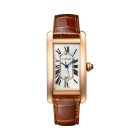 Tank Américaine | Medium model, automatic movement, rose gold, leather