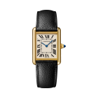 WGTA0086 Tank Watch l Large model, quartz movement, yellow gold, leather