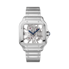 WHSA0014 Santos de Cartier Skeleton | Large model, hand-wound mechanical movement, steel, interchangeable metal and leather bracelets