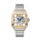 WHSA0019 Santos de Cartier | Large model, hand-wound mechanical movement, yellow gold, steel, leather